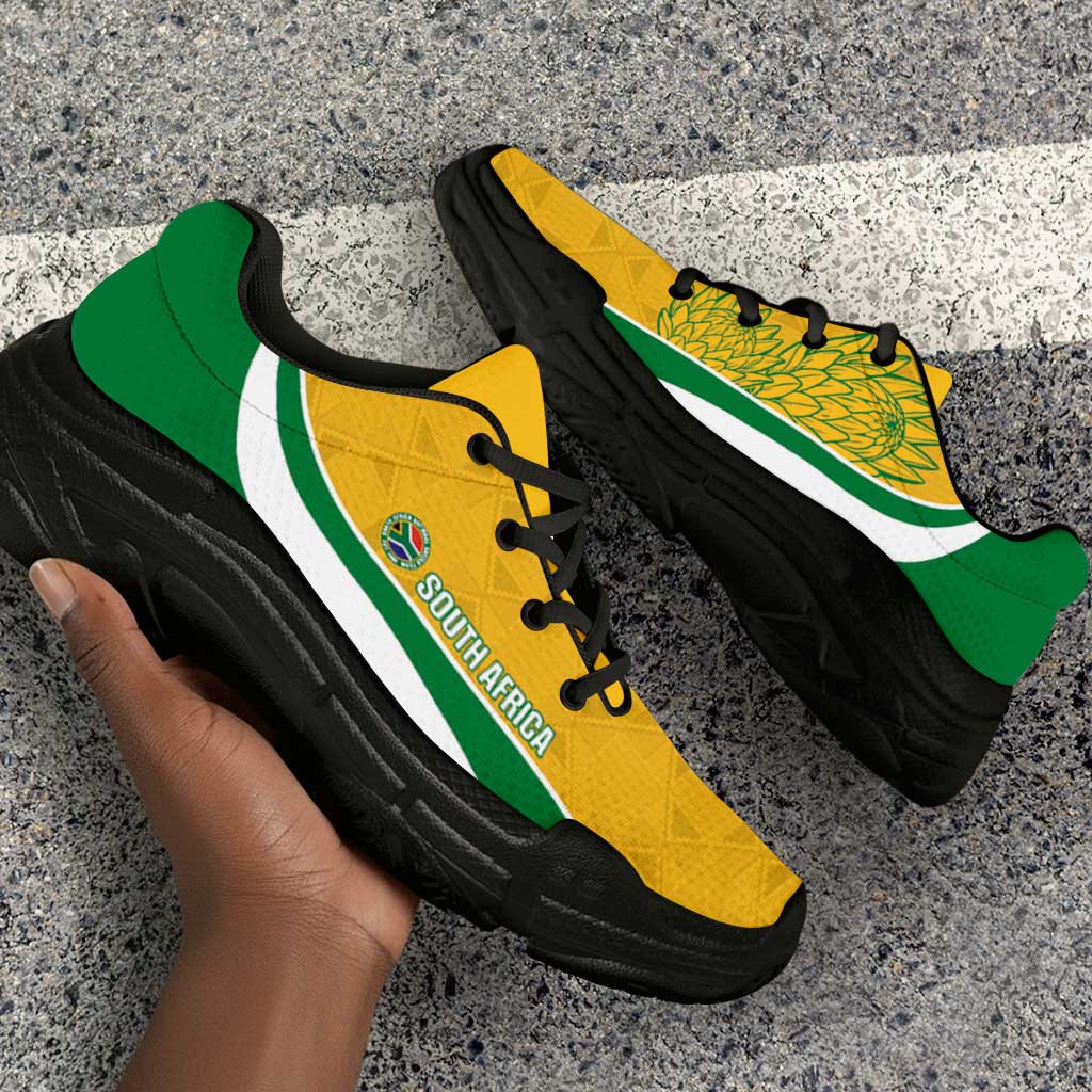 South Africa 2026 Football Chunky Sneakers Bafana Bafana Kente Curve Stylized - African Pride