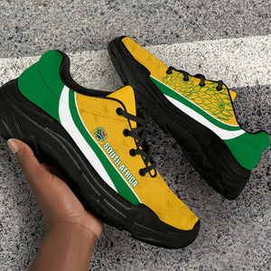 South Africa 2026 Football Chunky Sneakers Bafana Bafana Kente Curve Stylized - African Pride