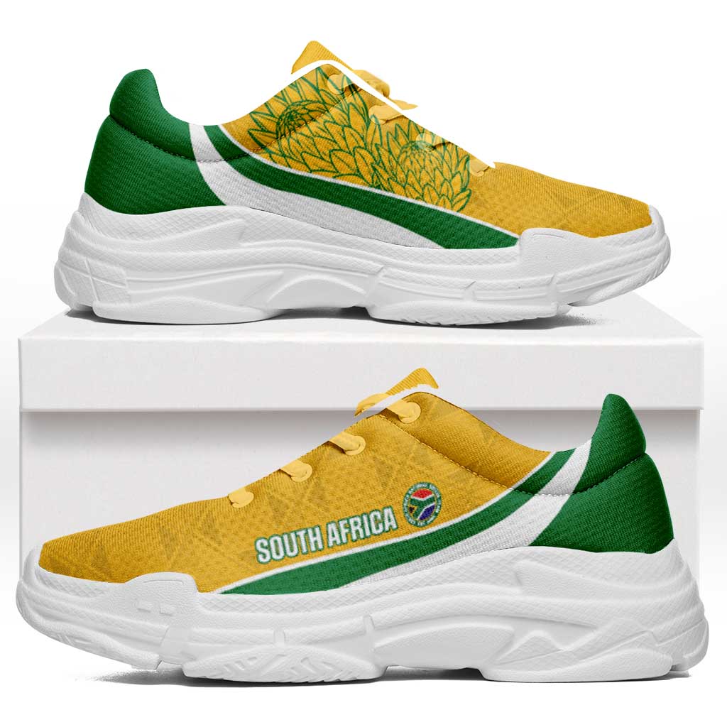 South Africa 2026 Football Chunky Sneakers Bafana Bafana Kente Curve Stylized - African Pride