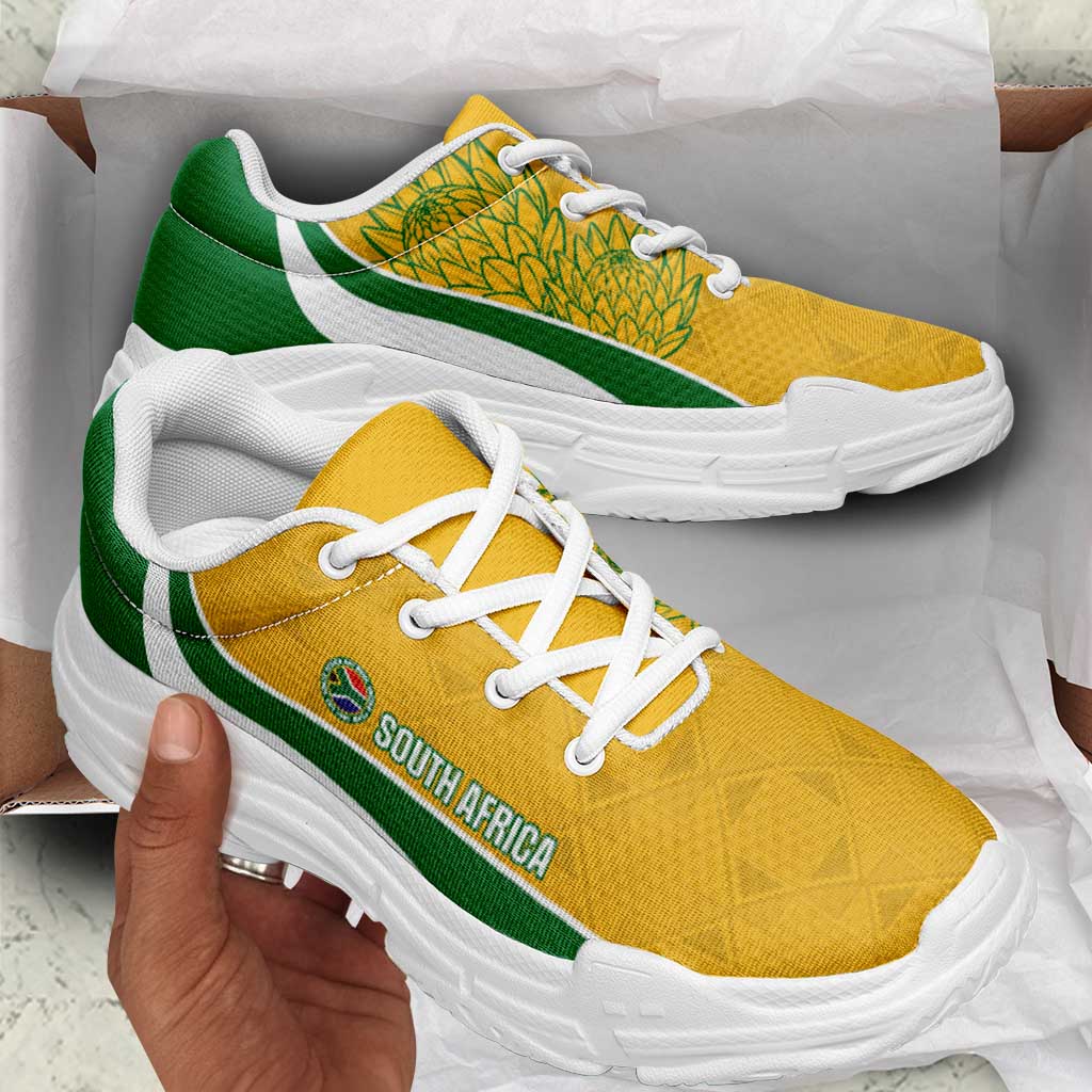 South Africa 2026 Football Chunky Sneakers Bafana Bafana Kente Curve Stylized - African Pride