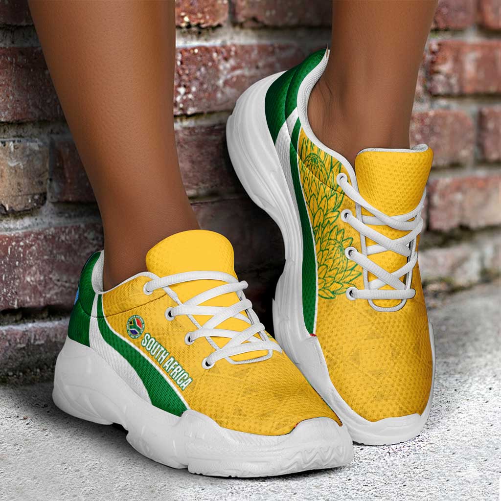 South Africa 2026 Football Chunky Sneakers Bafana Bafana Kente Curve Stylized - African Pride