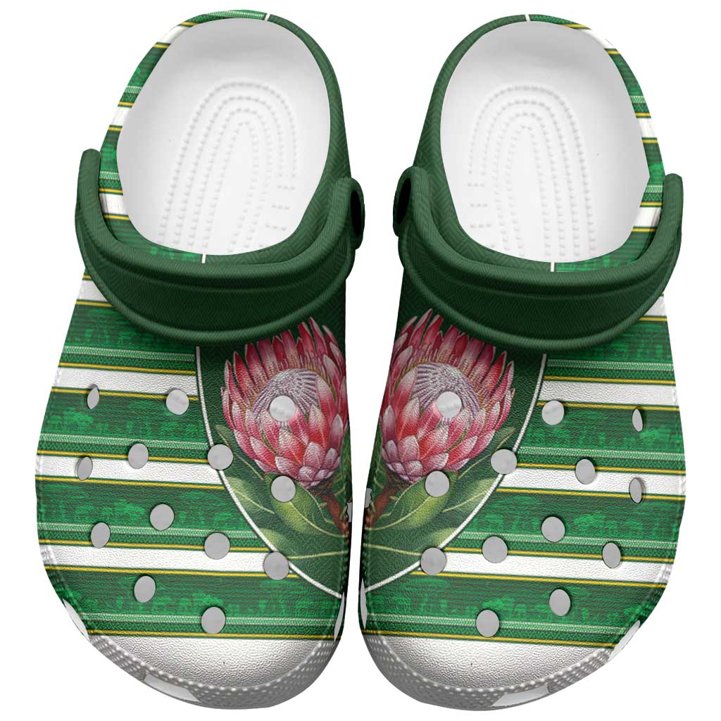 South Africa Clogs Shoes King Protea with African Heritage Stripes Style