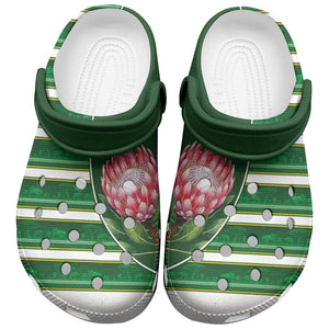 South Africa Clogs Shoes King Protea with African Heritage Stripes Style
