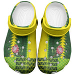 South Africa Clogs Shoes King Protea with African Tribal Geometric Pattern Culture Art