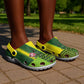 South Africa Clogs Shoes King Protea with African Tribal Geometric Pattern Culture Art