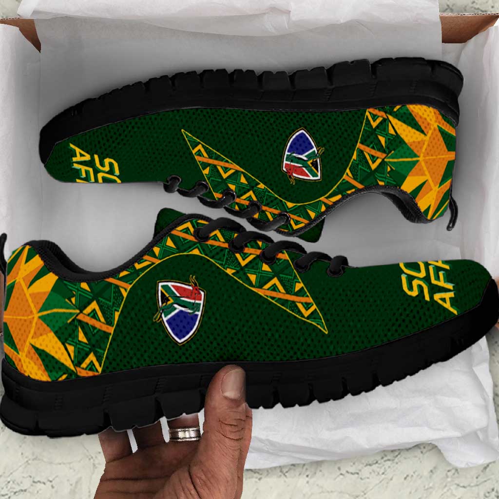 South Africa Football Sneakers Diamond Protea Flower Symmetrical Style