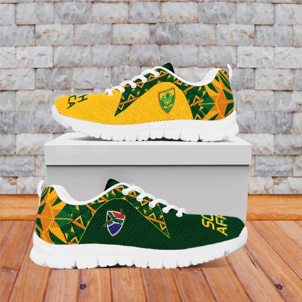 South Africa Football Sneakers Diamond Protea Flower Symmetrical Style