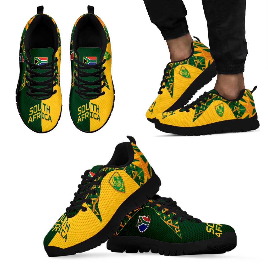 South Africa Football Sneakers Diamond Protea Flower Symmetrical Style