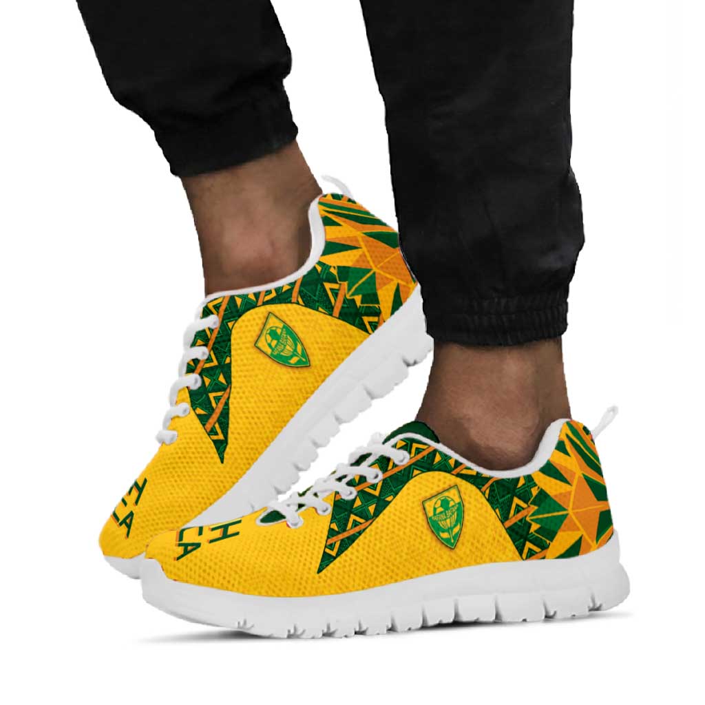 South Africa Football Sneakers Diamond Protea Flower Symmetrical Style
