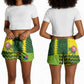 South Africa National Football Shorts for Women King Protea with African Tribal Geometric Pattern Culture Art