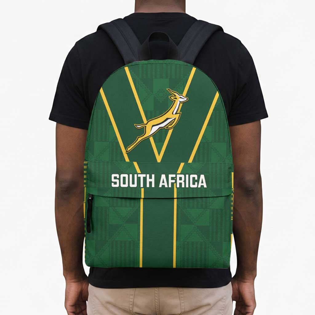 South Africa Rugby Backpack Go Champions Springboks Kente Pattern