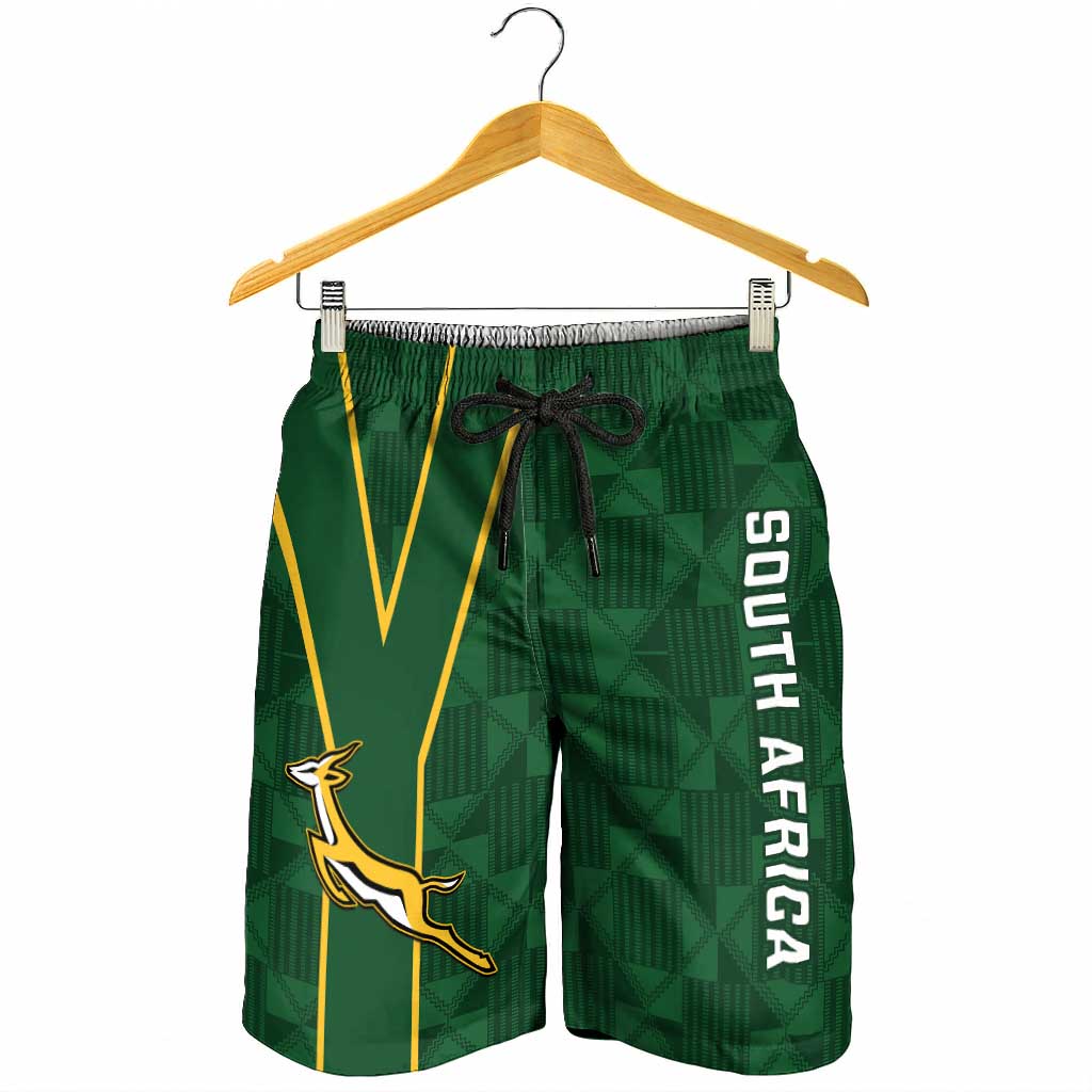 South Africa Rugby Shorts for Men Go Champions Springboks Kente Pattern