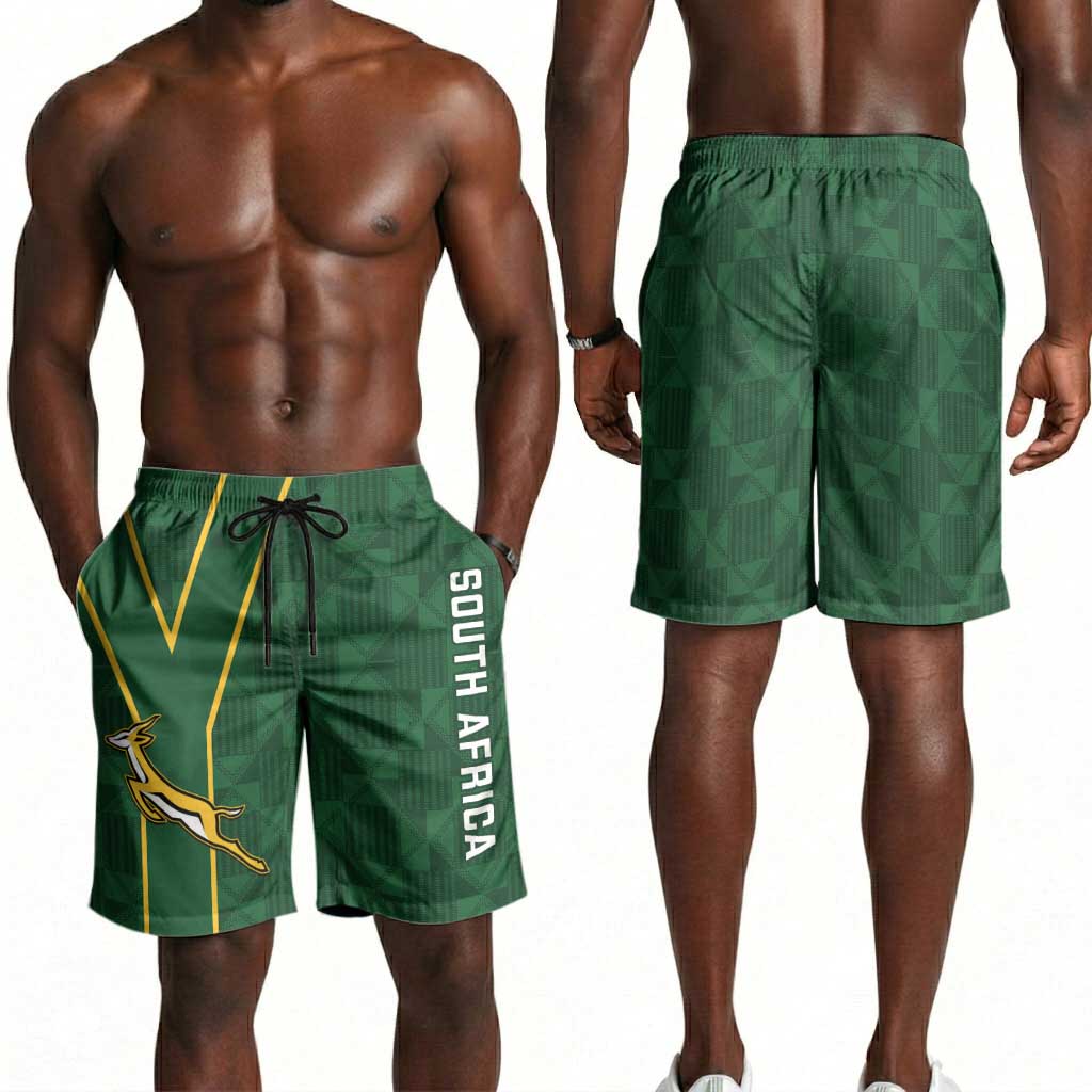 South Africa Rugby Shorts for Men Go Champions Springboks Kente Pattern