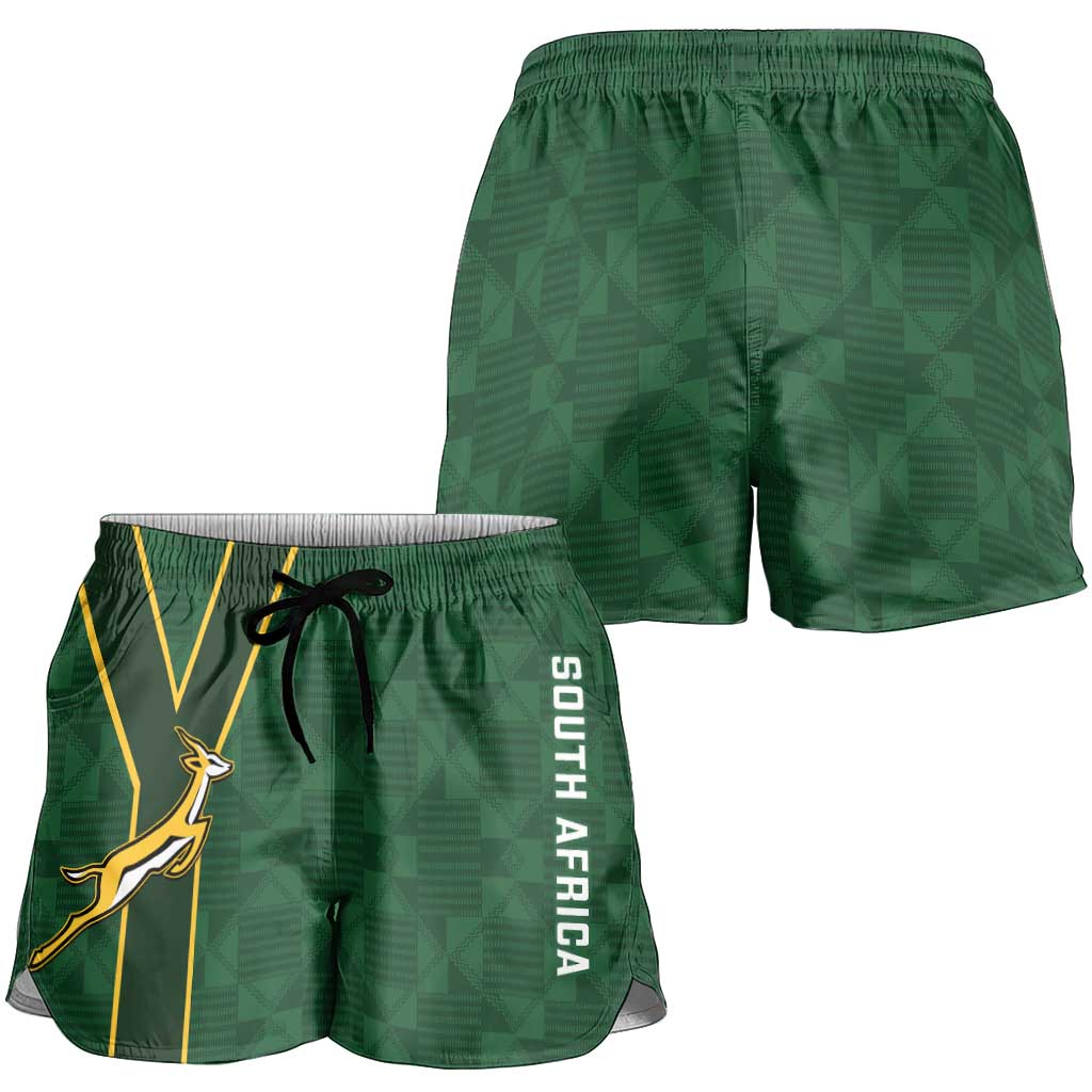 South Africa Rugby Shorts for Women Go Champions Springboks Kente Pattern