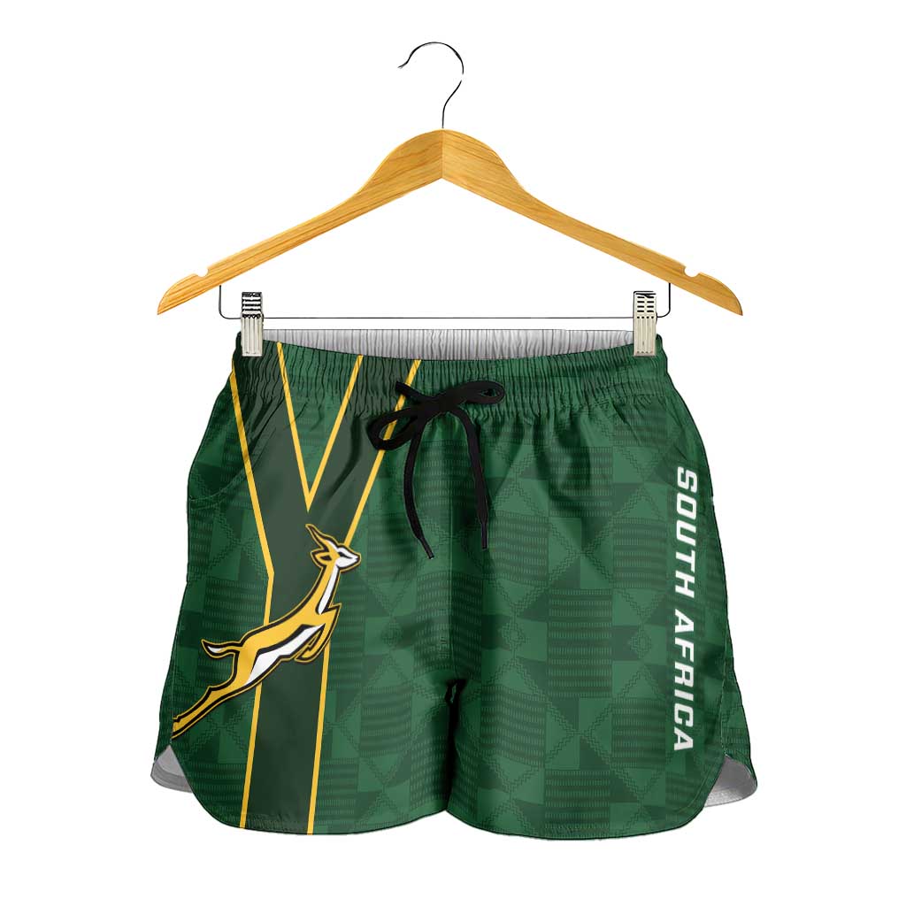 South Africa Rugby Shorts for Women Go Champions Springboks Kente Pattern