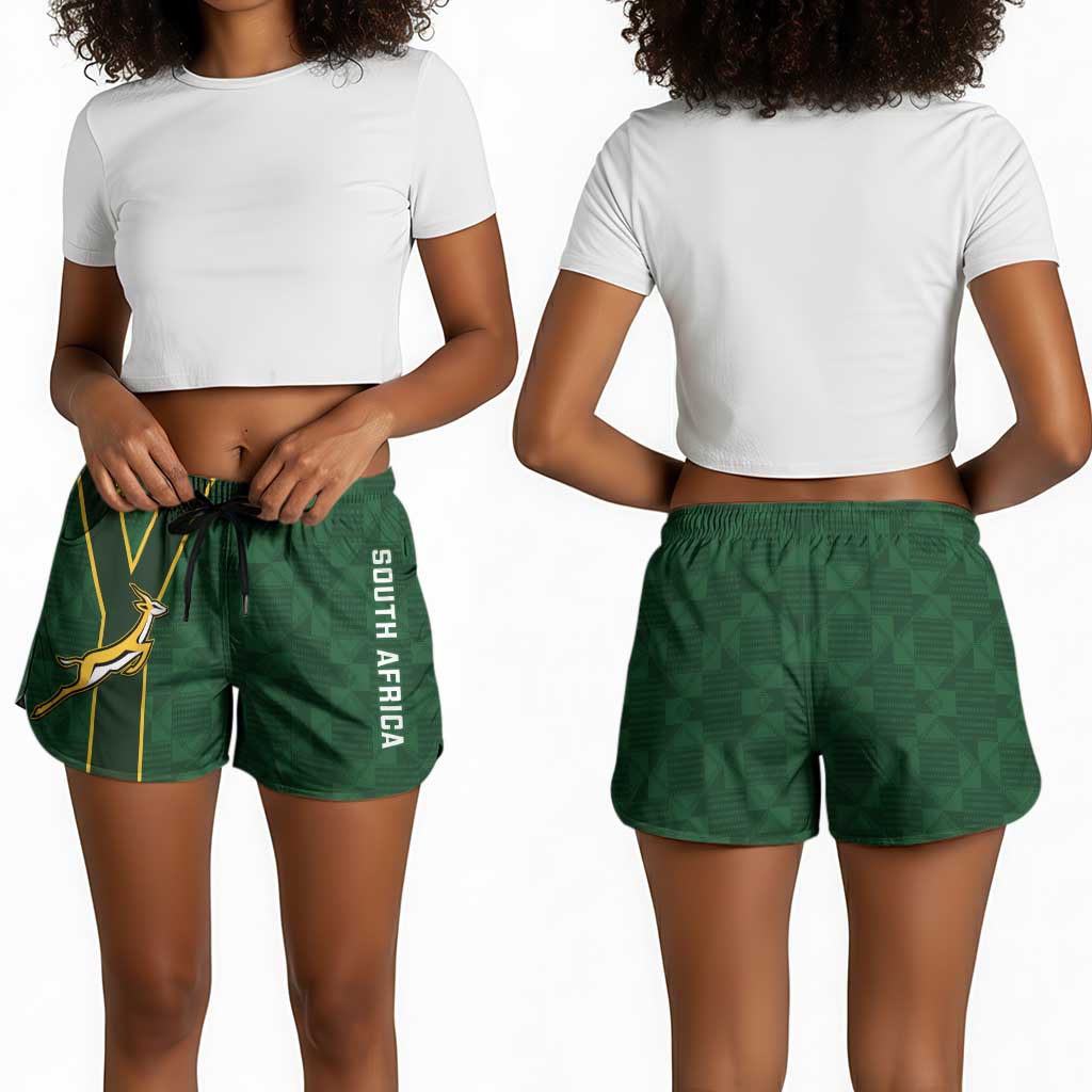 South Africa Rugby Shorts for Women Go Champions Springboks Kente Pattern