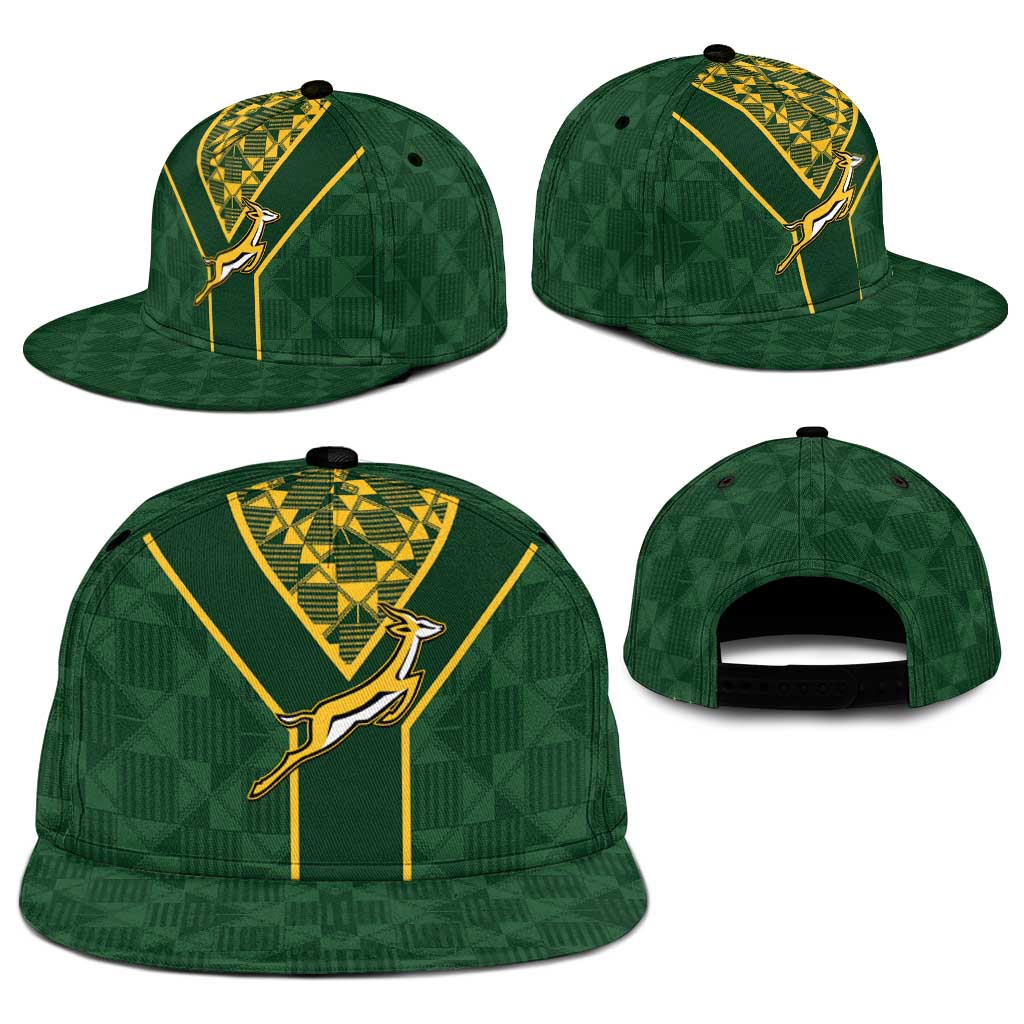 South Africa Rugby Snapback Cap Go Champions Springboks Kente Pattern
