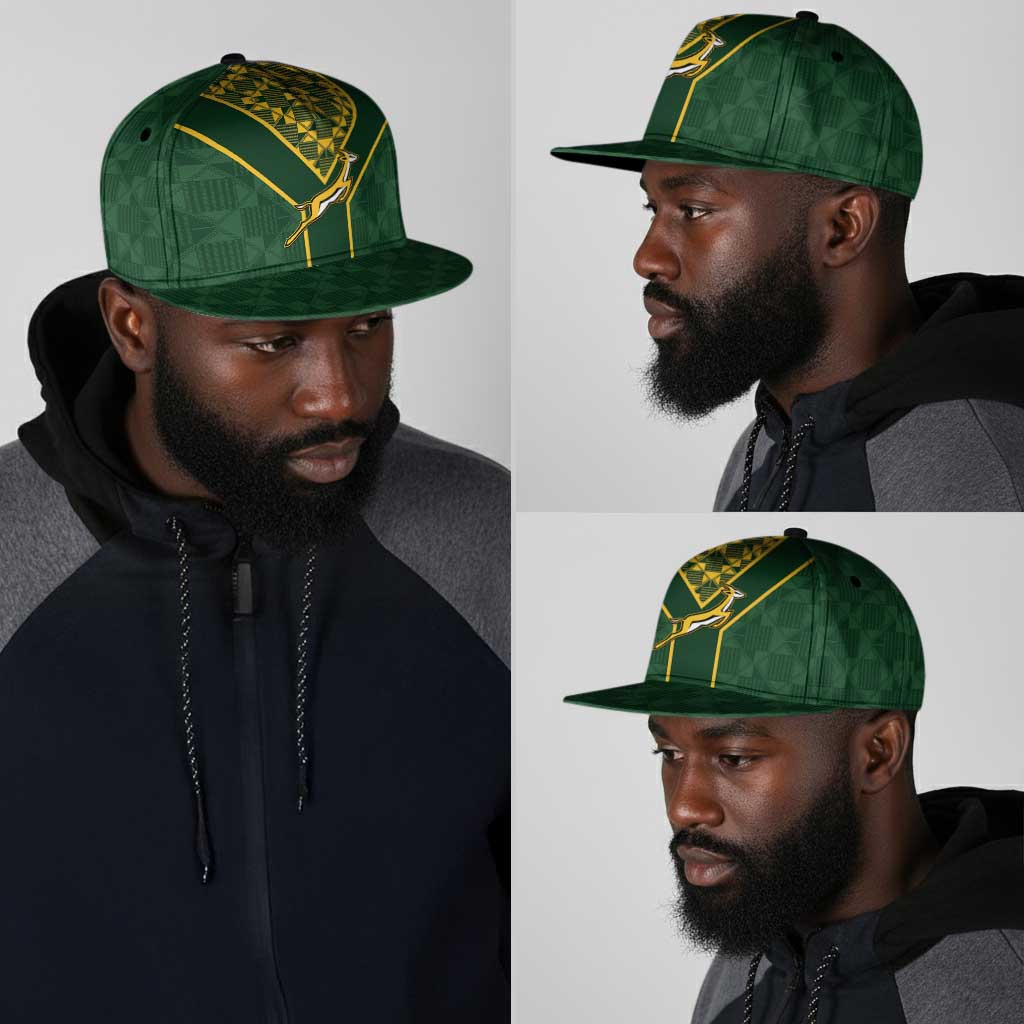 South Africa Rugby Snapback Cap Go Champions Springboks Kente Pattern