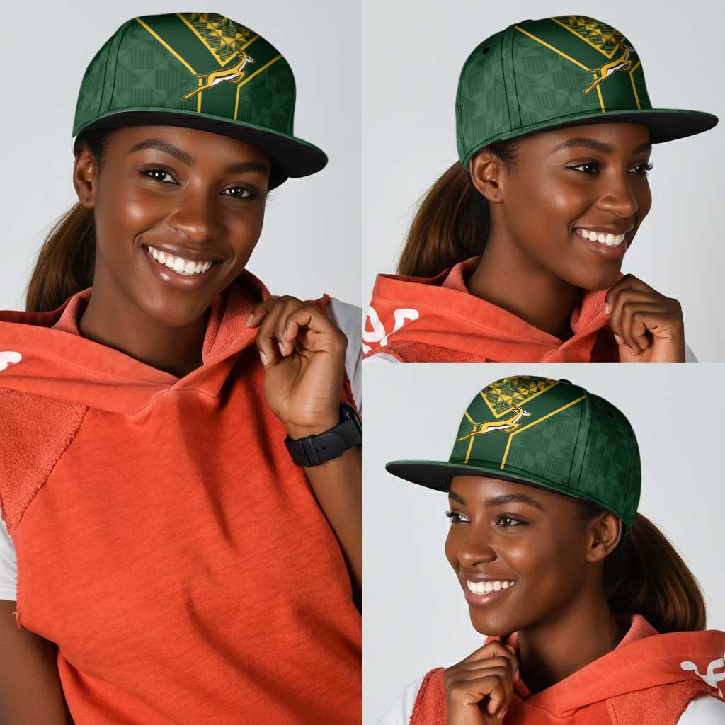 South Africa Rugby Snapback Cap Go Champions Springboks Kente Pattern