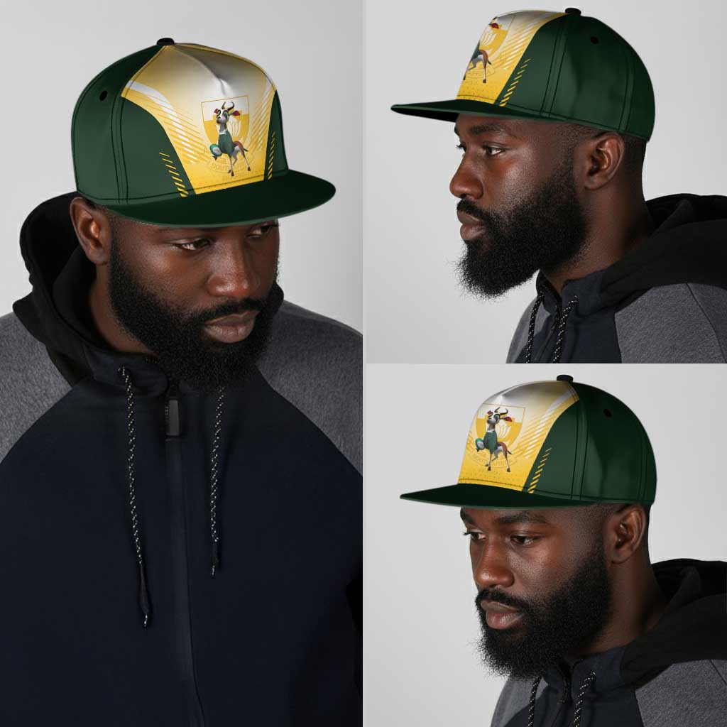 South Africa Rugby Snapback Cap Springboks Mascot Sporty Style