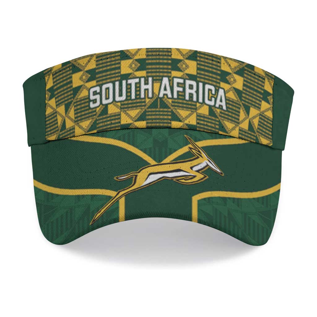 South Africa Rugby Sun Visor Cap Go Champions Springboks Kente Pattern