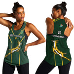 South Africa Rugby Women Racerback Tank Go Champions Springboks Kente Pattern