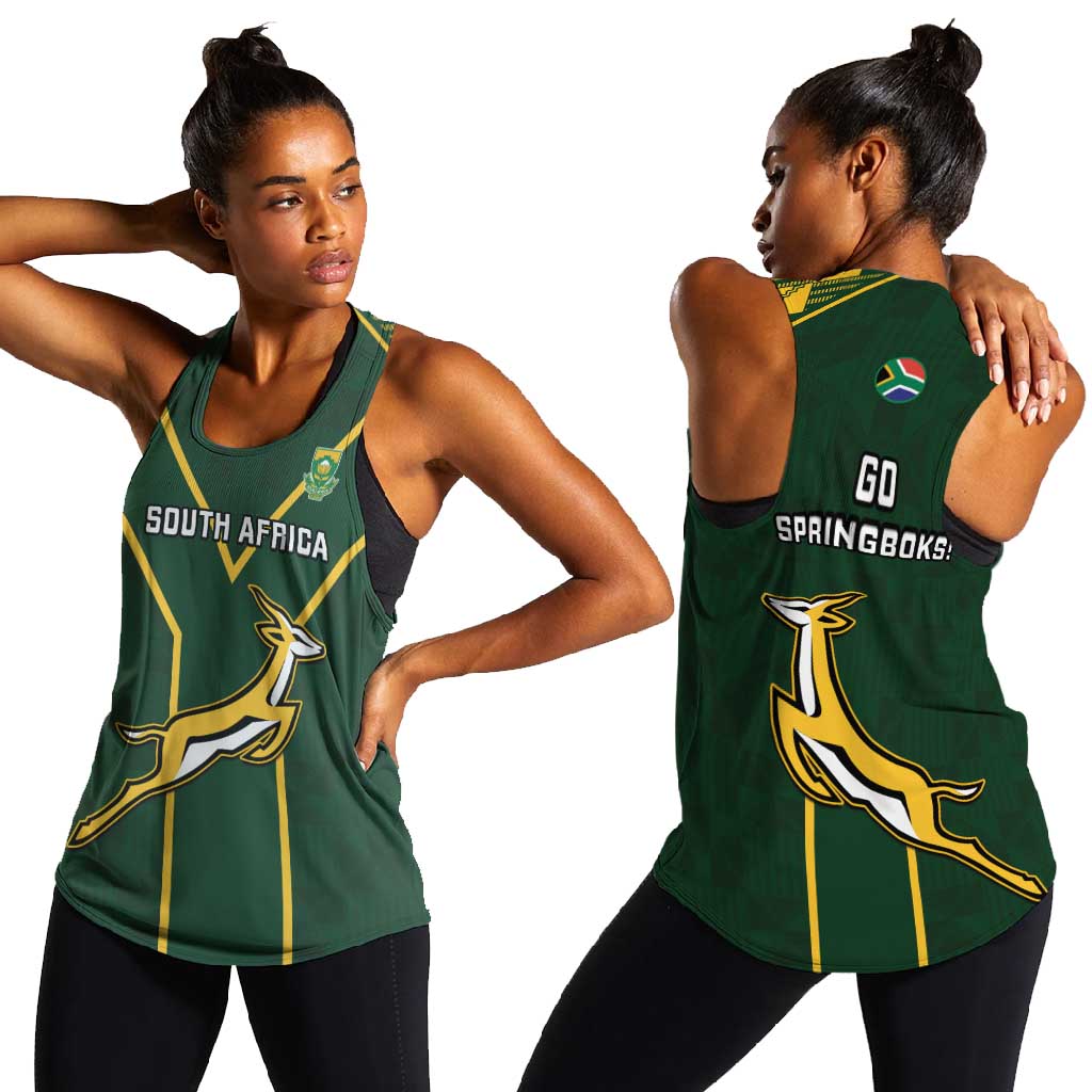 South Africa Rugby Women Racerback Tank Go Champions Springboks Kente Pattern
