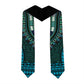 Teal Dashiki and Tapa Pattern Graduation Stole Africa-Polynesia Together Culture