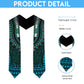 Teal Dashiki and Tapa Pattern Graduation Stole Africa-Polynesia Together Culture