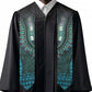 Teal Dashiki and Tapa Pattern Graduation Stole Africa-Polynesia Together Culture