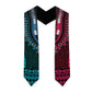 Teal-pink Dashiki and Tapa Pattern Graduation Stole Africa-Polynesia Together Culture