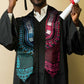 Teal-pink Dashiki and Tapa Pattern Graduation Stole Africa-Polynesia Together Culture