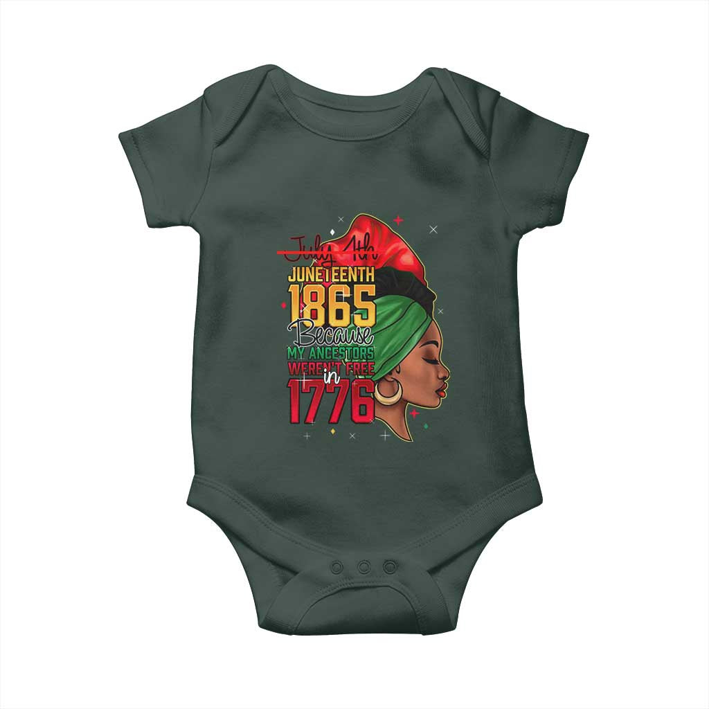 Juneteenth 1865 Baby Onesie Black Pride Because My Ancestors Weren't Free in 1776 Not 4Th Of July