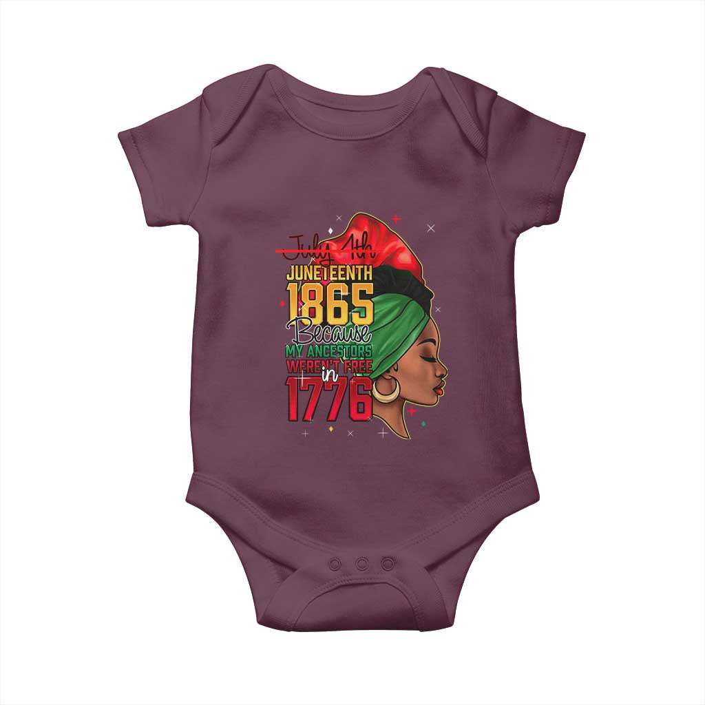 Juneteenth 1865 Baby Onesie Black Pride Because My Ancestors Weren't Free in 1776 Not 4Th Of July