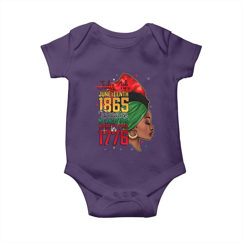 Juneteenth 1865 Baby Onesie Black Pride Because My Ancestors Weren't Free in 1776 Not 4Th Of July