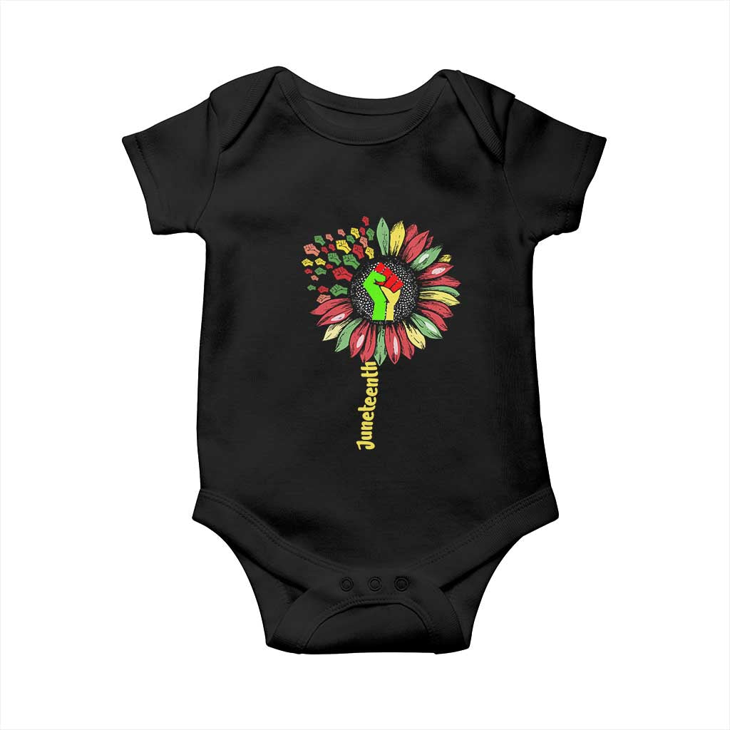 Juneteenth Baby Onesie Sunflower with Raised Fist Black History African American