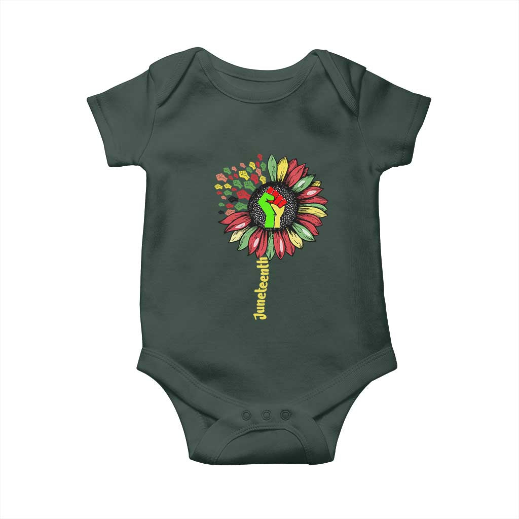 Juneteenth Baby Onesie Sunflower with Raised Fist Black History African American