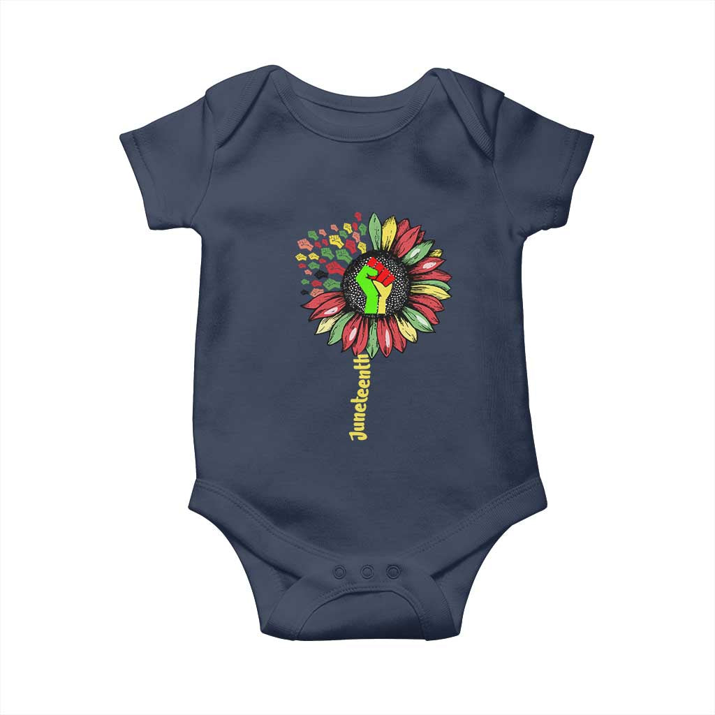 Juneteenth Baby Onesie Sunflower with Raised Fist Black History African American