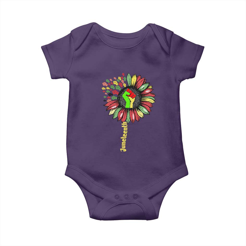 Juneteenth Baby Onesie Sunflower with Raised Fist Black History African American