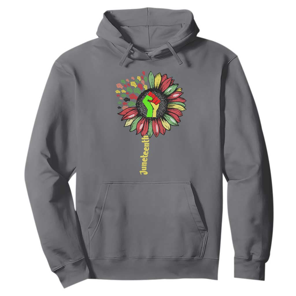 Juneteenth Hoodie Sunflower with Raised Fist Black History African American