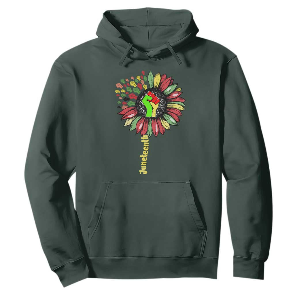 Juneteenth Hoodie Sunflower with Raised Fist Black History African American