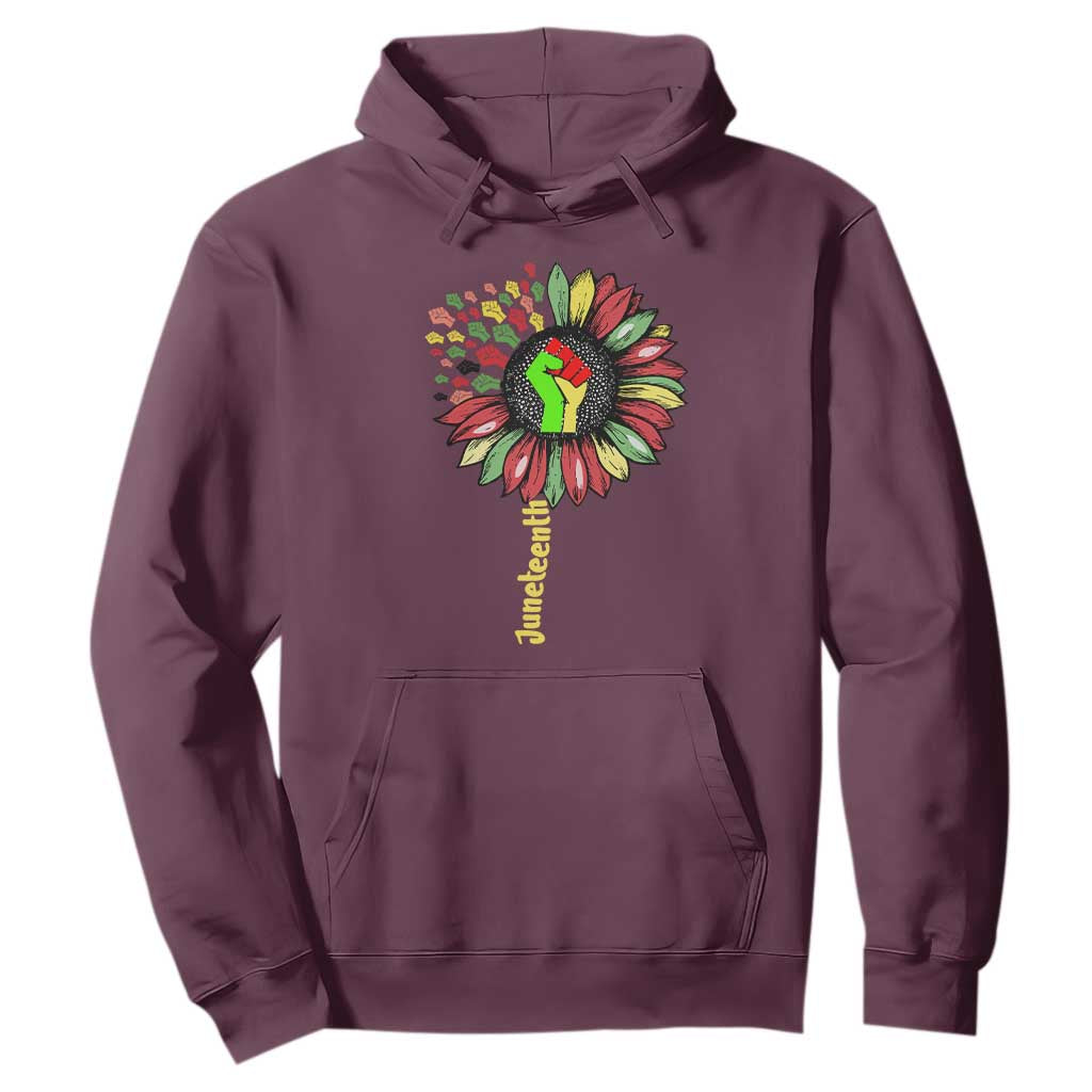 Juneteenth Hoodie Sunflower with Raised Fist Black History African American