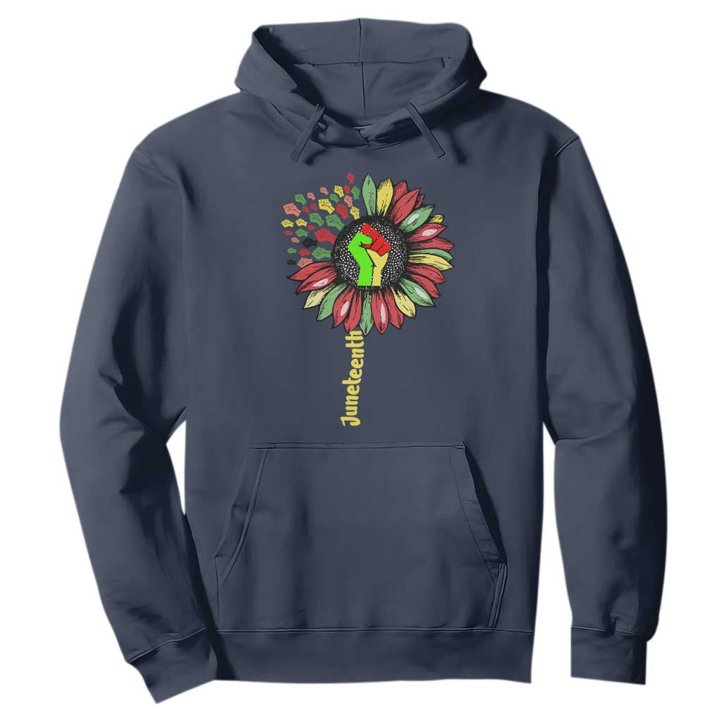 Juneteenth Hoodie Sunflower with Raised Fist Black History African American