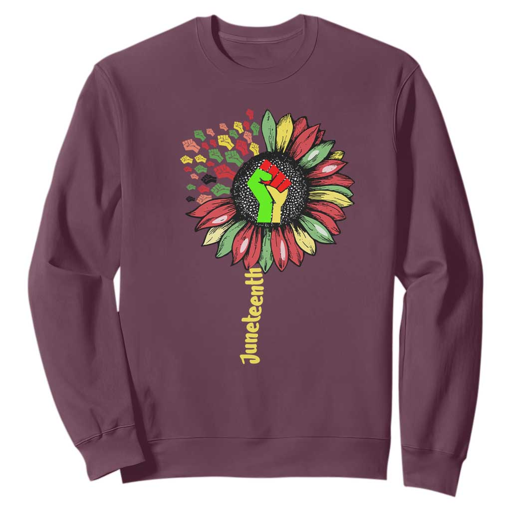 Juneteenth Sweatshirt Sunflower with Raised Fist Black History African American