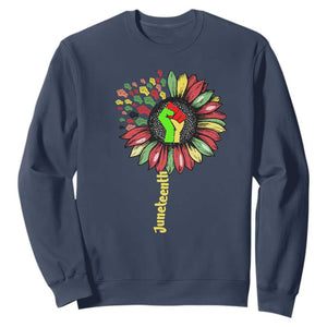 Juneteenth Sweatshirt Sunflower with Raised Fist Black History African American