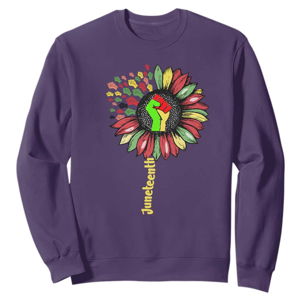 Juneteenth Sweatshirt Sunflower with Raised Fist Black History African American