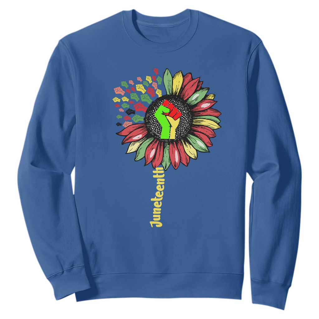 Juneteenth Sweatshirt Sunflower with Raised Fist Black History African American