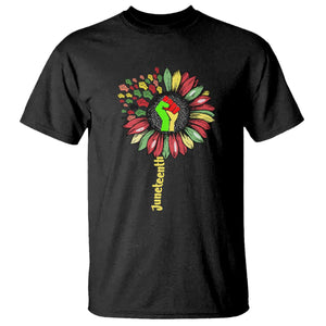 Juneteenth T Shirt Sunflower with Raised Fist Black History African American