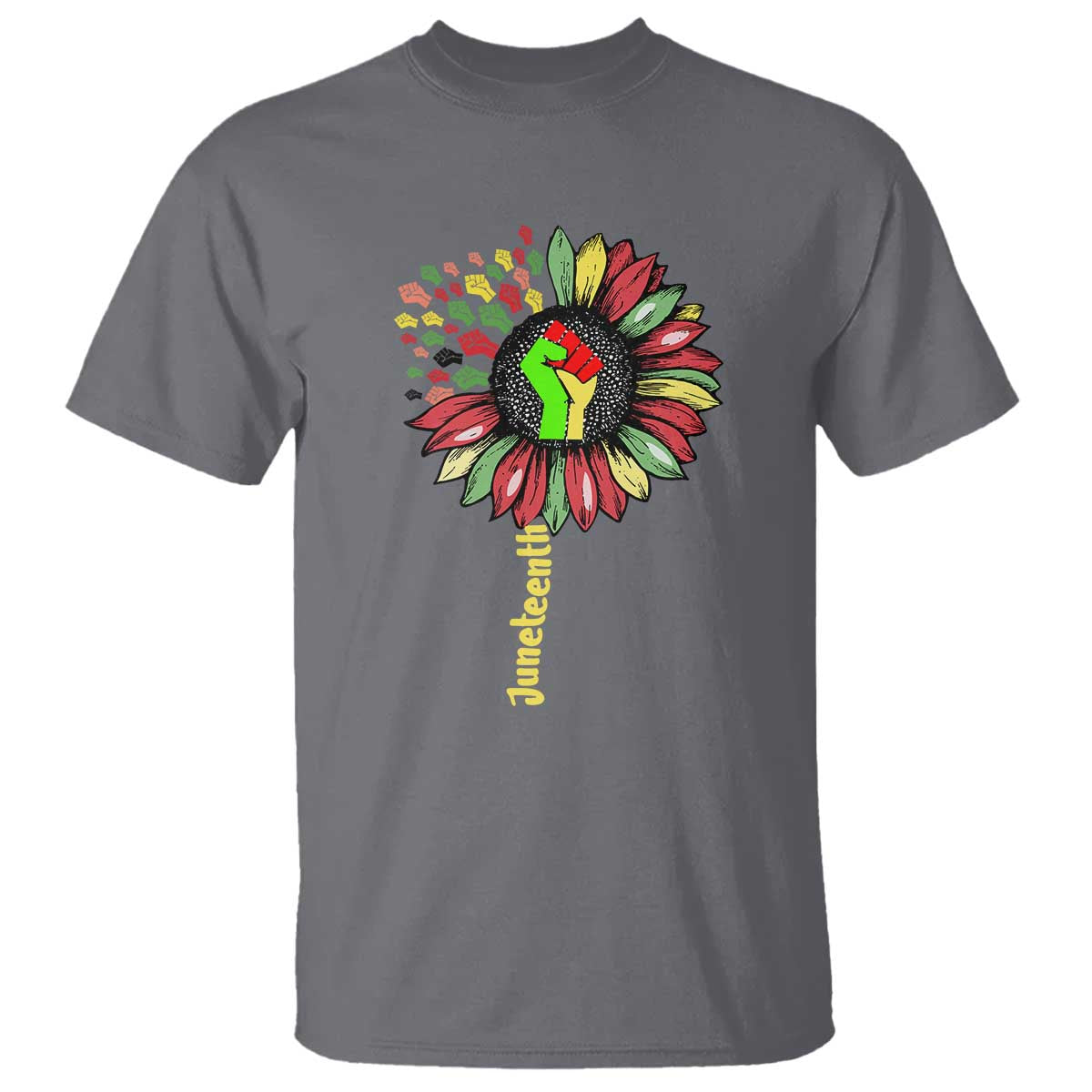 Juneteenth T Shirt Sunflower with Raised Fist Black History African American