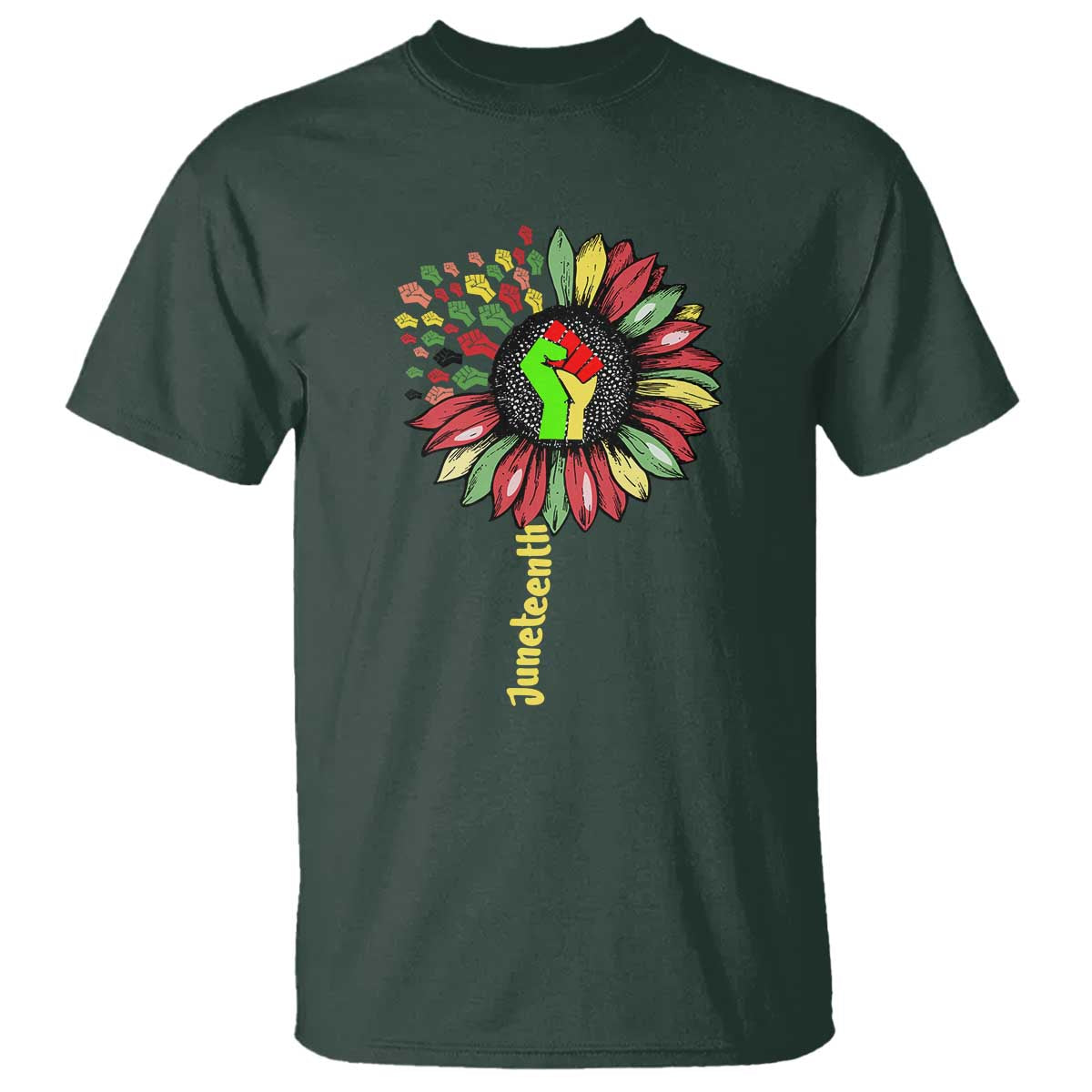 Juneteenth T Shirt Sunflower with Raised Fist Black History African American